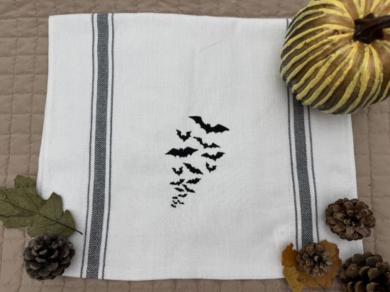Picture of Bat Swarm Embroidered Kitchen Towel