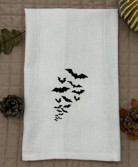 Picture of Bat Swarm Embroidered Kitchen Towel