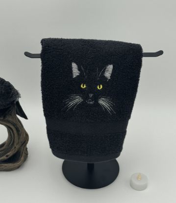 Picture of Embroidered Black Cat Towel